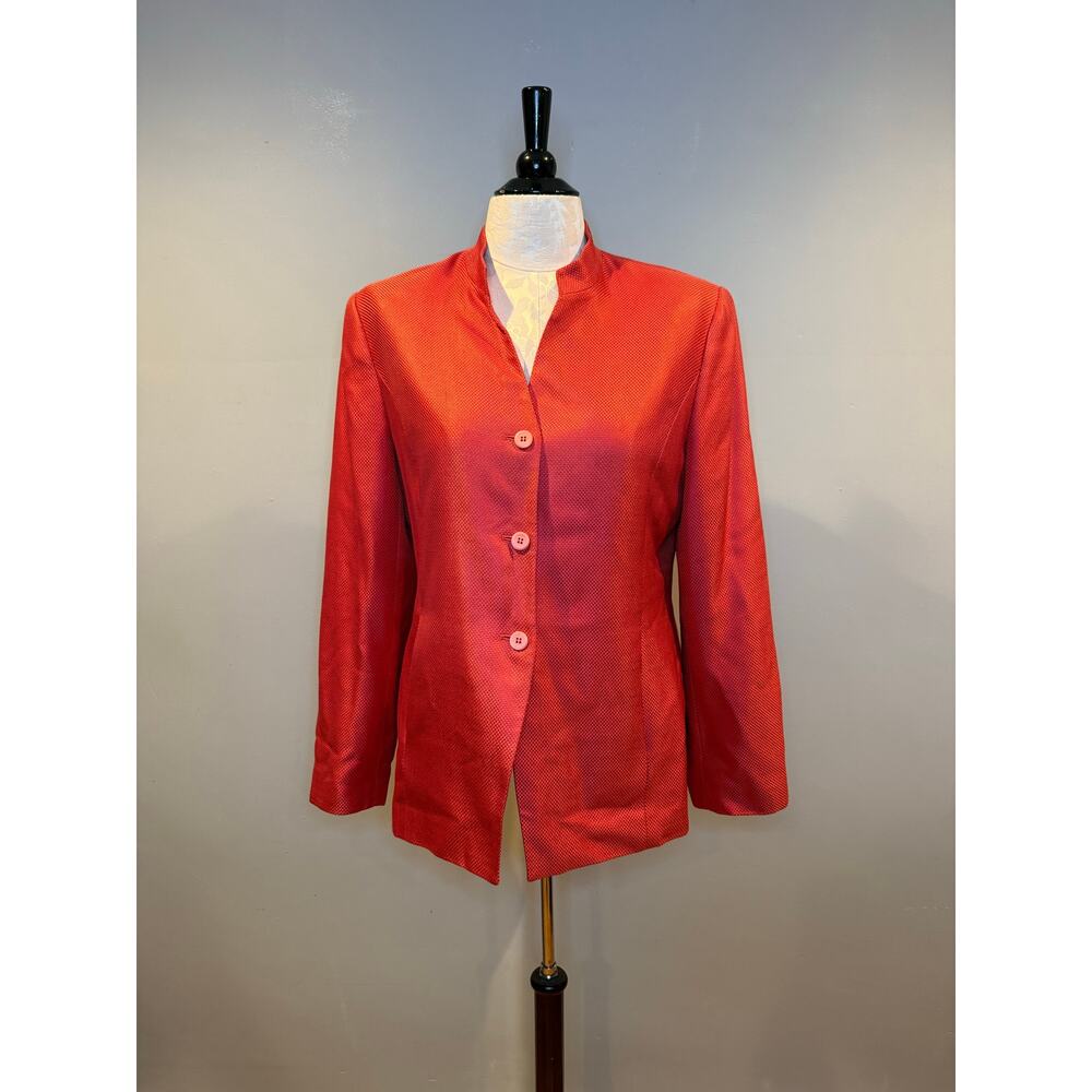 Talbots Silk Wool Blend Mandarin Collar Blazer Jacket - Size 12